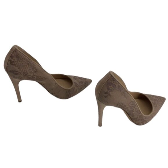 NIB MaxMara Leccio nude lace high heels pointed toe  taupe 37.5 - Picture 14 of 16